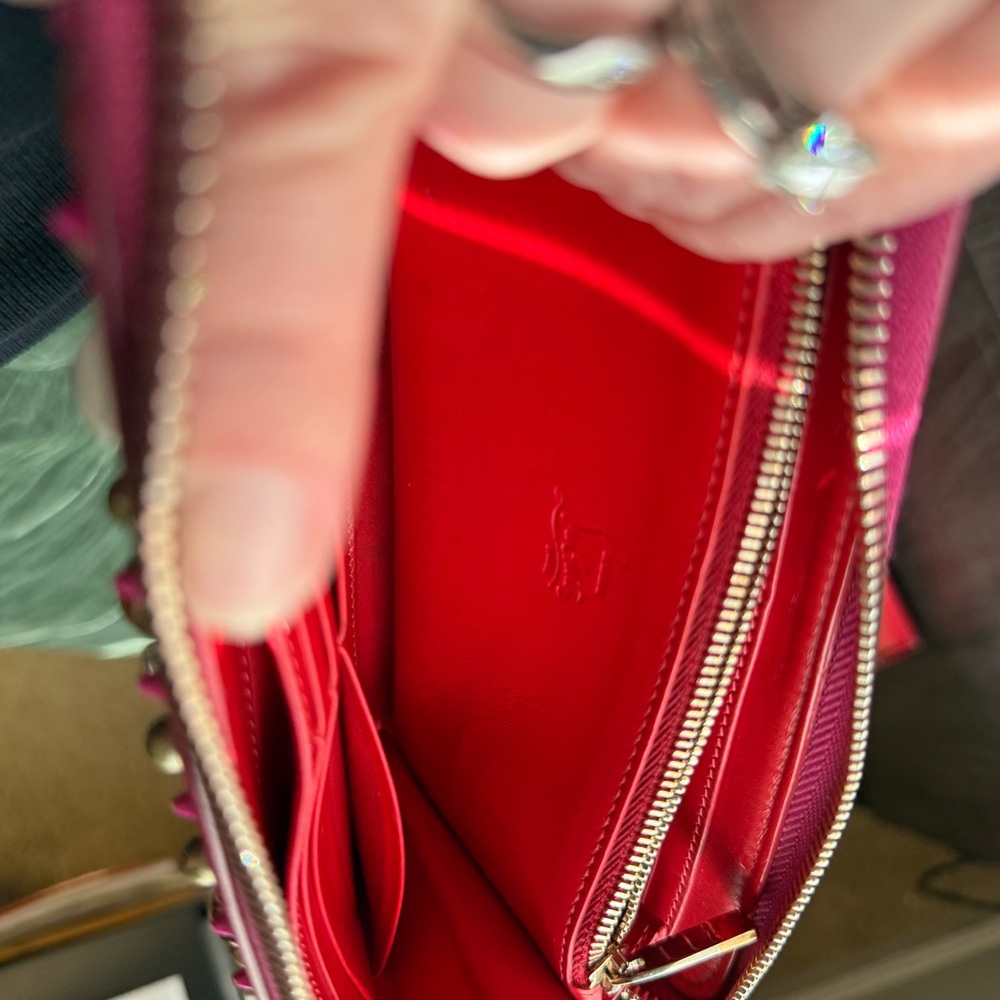 Christian Louboutin Vibrant Pink Clutch with Gold Accents - Picture 8 of 14